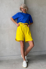Сине-желтая хлопковая футболка оверсайз для девушек NENKA 3103041 фото №4