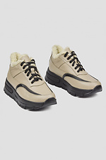 Women's winter leather sneakers of beige color  4206041 photo №1