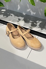 Шкіряні велюрові туфлі пісочного кольору з пряжкою Garne 3200042 фото №1