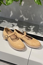 Шкіряні велюрові туфлі пісочного кольору з пряжкою Garne 3200042 фото №4