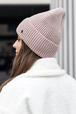 Knitted hat Eva powder color on fleece  4051042 photo №2