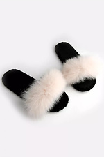 Women's house slippers made of natural fox fur in beige color Family Story 4008043 photo №2