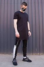 Long black cotton t-shirt with slits TUR WEAR 8037043 photo №2