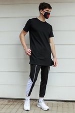 Long black cotton t-shirt with slits TUR WEAR 8037043 photo №6