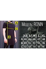 Long black cotton t-shirt with slits TUR WEAR 8037043 photo №7