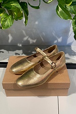 Кожаные туфли - балетки золотого цвета с пряжкой Garne 3200044 фото №2