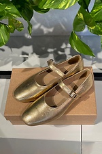 Leather shoes - gold ballet flats with a buckle Garne 3200044 photo №3