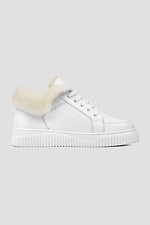 Women's winter leather sneakers of white color on fur  4206044 photo №3