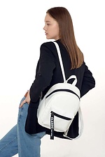 Белый маленький рюкзак из кожзама с внешним карманом SamBag 8045044 фото №1