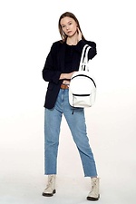 Белый маленький рюкзак из кожзама с внешним карманом SamBag 8045044 фото №2