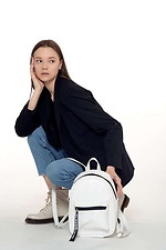 Белый маленький рюкзак из кожзама с внешним карманом SamBag 8045044 фото №4