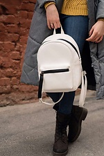 Белый маленький рюкзак из кожзама с внешним карманом SamBag 8045044 фото №5