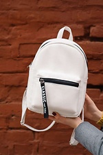 Белый маленький рюкзак из кожзама с внешним карманом SamBag 8045044 фото №6