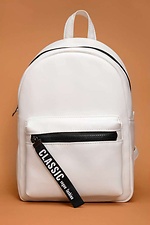 Белый маленький рюкзак из кожзама с внешним карманом SamBag 8045044 фото №7