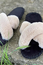 Beige fur slippers for home Family Story 4008045 photo №5