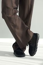 Women's demi-season black sneakers made of genuine suede  4207045 photo №2