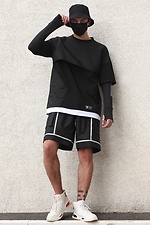 Black track shorts with reflective piping TUR WEAR 8037045 photo №7