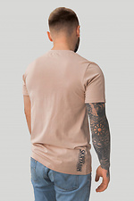 Бежевая хлопковая футболка с принтом спереди Segment 8039045 фото №2