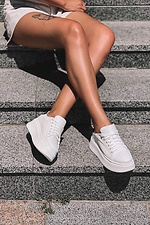 White Leather High Heel Sneakers Garne 3200046 photo №2