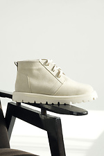 Women's demi-season beige sneakers with natural suede  4207046 photo №2