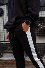 Black knit sweatpants with stripes Without 8048046 photo №2