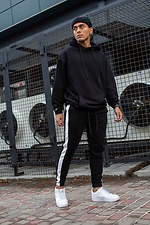 Black knit sweatpants with stripes Without 8048046 photo №4