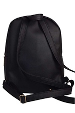 Черный маленький рюкзак из кожзама с внешним карманом на замке SamBag 8045047 фото №11