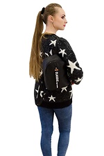 Small black leatherette backpack with zippered outer pocket SamBag 8045047 photo №12