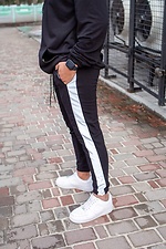 Black jersey sweatpants with reflective stripes Without 8048047 photo №2