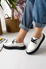 Women's leather sneakers with black soles. Garne 3200048 photo №7
