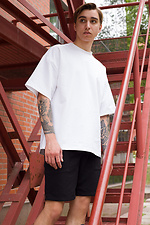 Белая хлопковая футболка оверсайз удлиненная TUR WEAR 8037048 фото №4