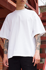 Белая хлопковая футболка оверсайз удлиненная TUR WEAR 8037048 фото №5