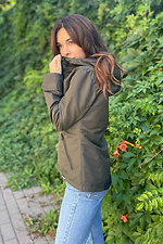 Тонкая женская куртка ветровка с капюшоном защитного цвета AllReal 8042048 фото №5