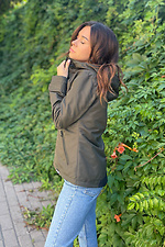Тонкая женская куртка ветровка с капюшоном защитного цвета AllReal 8042048 фото №6