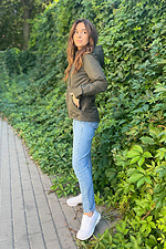 Slim women's windbreaker jacket with a hood in khaki AllReal 8042048 photo №8