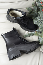 Комфортні зимові шкіряні черевики на платформі чорні  4206049 фото №3