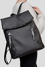 Large black leatherette backpack with laptop compartment SamBag 8045049 photo №1