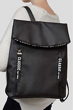 Большой черный рюкзак из кожзама с отделением для ноутбука SamBag 8045049 фото №2