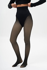 Women's Winter Nylon Tights Insulated with Fleece and a Bare Legs Effect with Grip Black Without 8056049 photo №4