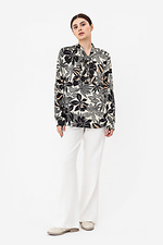 Женская блузка GERTIE с завязкой черно-бежевого цвета в принт Garne 3042050 фото №2