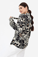 Жіноча блуза GERTIE з зав'язкою чорно-бежевого кольору в принт Garne 3042050 фото №4