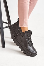 Женские зимние кроссовки на платформе из черной натуральной кожи 8019050 фото №8