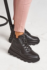 Женские зимние кроссовки на платформе из черной натуральной кожи 8019050 фото №10