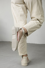 Women's beige shoes with a wide round toe made of genuine leather  4207051 photo №5