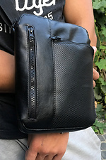 Black leather messenger bag Mamakazala 8038051 photo №3