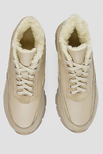 Damskie zimowe sneakersy wykonane ze skóry naturalnej z futerkiem.  4206052 zdjęcie №3