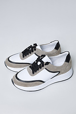 Women's light sneakers combination of genuine suede and leather  4207052 photo №1