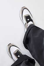 Women's light sneakers combination of genuine suede and leather  4207052 photo №4