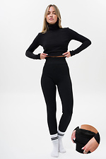 ЖІночі Теплі Лосини В Рубчик На Хутрі Chery Black Without 8056052 фото №1