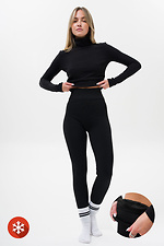 Women's Warm Ribbed Leggings with Fur Chery Black Without 8056052 photo №1